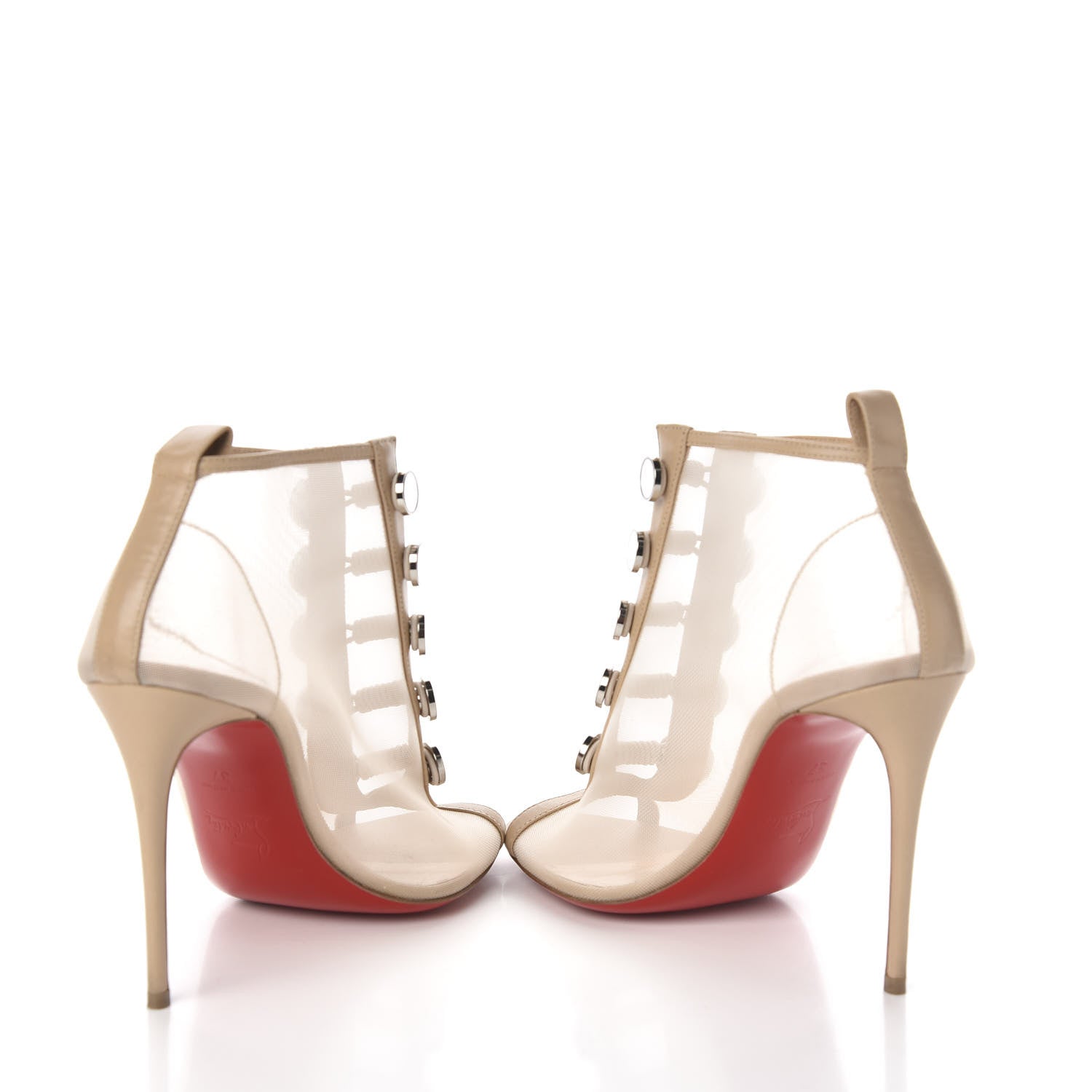 Christian Louboutin Mesh Nappa Marikate 100 Ankle Boots 37 Nude 5 of 9