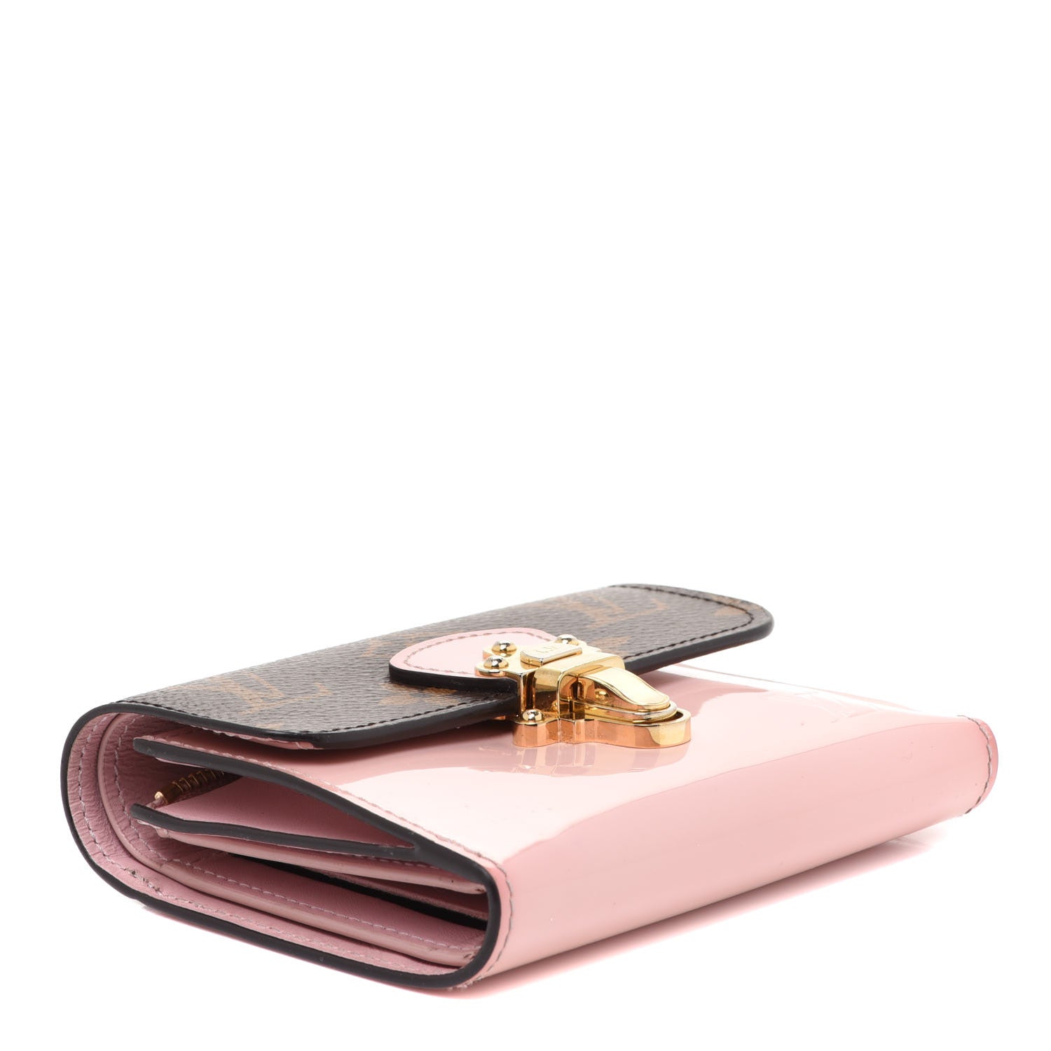 Louis Vuitton Patent Calfskin Monogram Cherrywood Compact Wallet Rose Ballerine 5 of 9