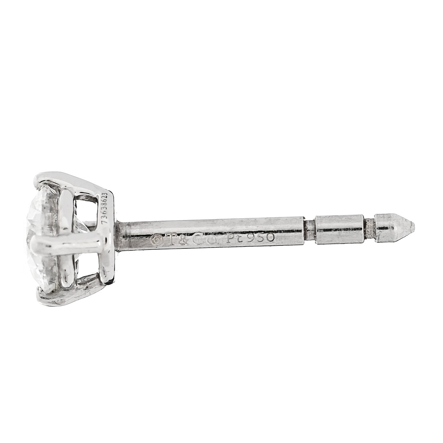 Tiffany Platinum Diamond .42ctw Solitaire Earrings 4 of 5