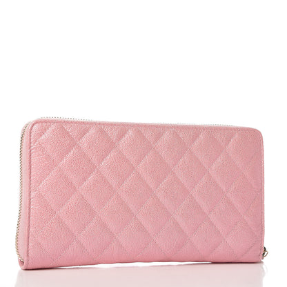 Chanel Iridescent Caviar Quilted Large Zip Around Organizer Wallet Pink 3 of 9