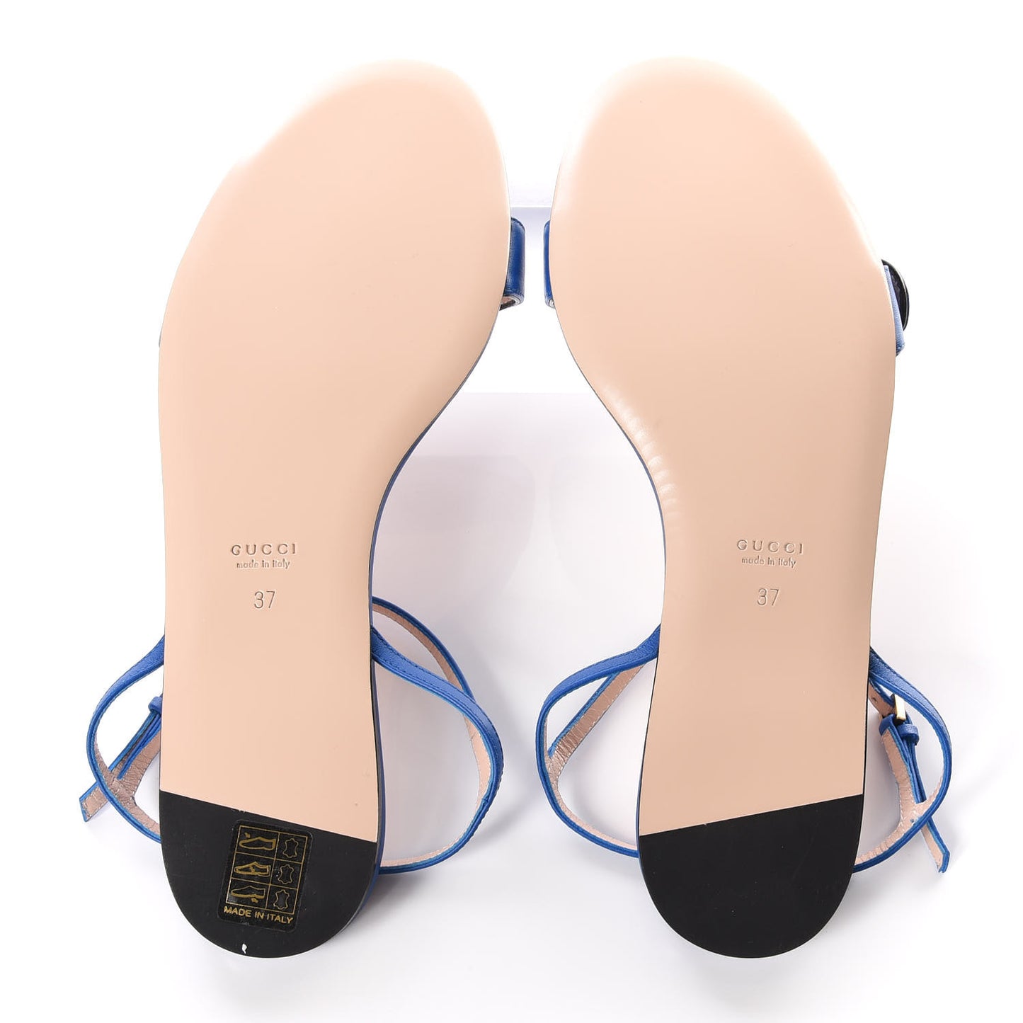 Lifford Calfskin GG Marmont Ankle Wrap Flat Sandals 37 Bright Blue