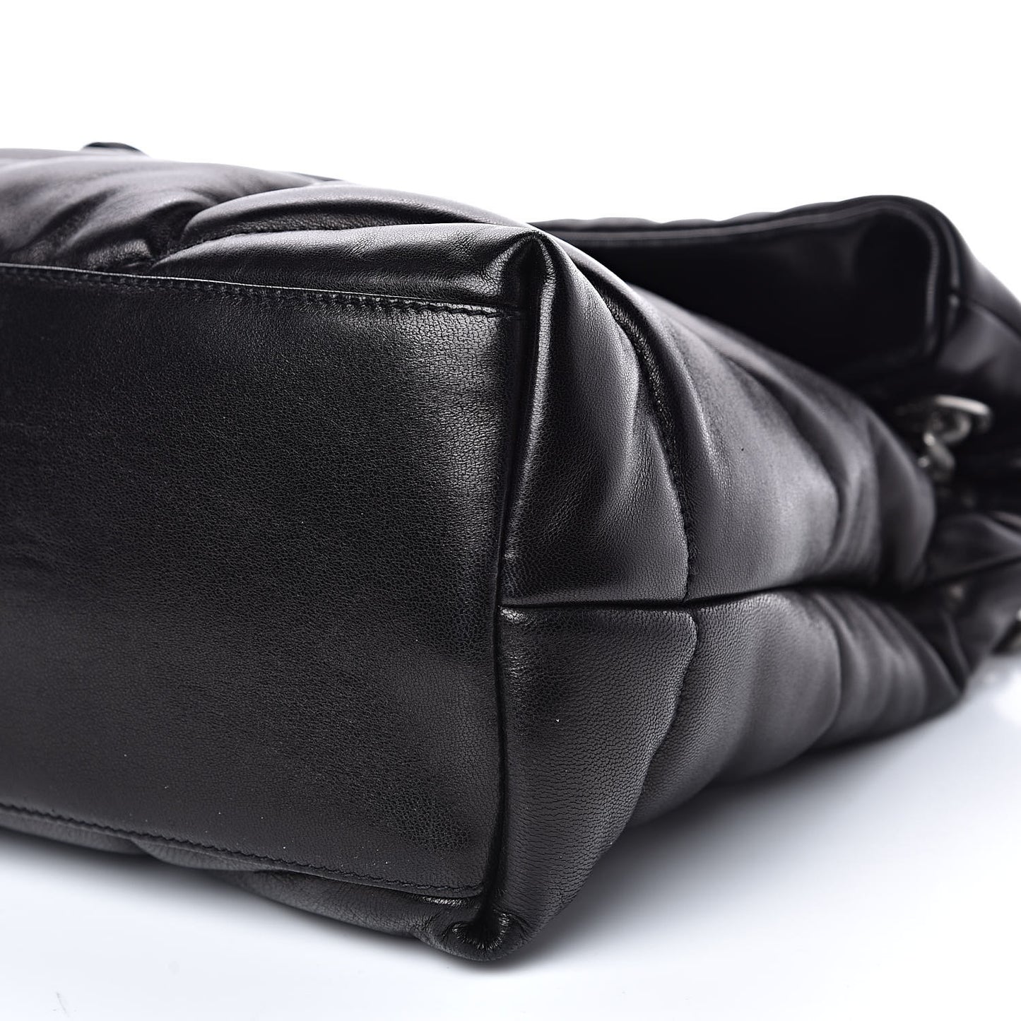 Lambskin Quilted Medium Loulou Puffer Monogram Chain Satchel Black