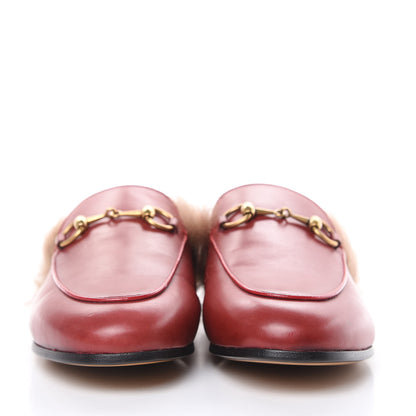 Gucci Betis Glamour Calfskin Fur Womens Princetown Slippers 36 Hibiscus Red Naturale 2 of 13