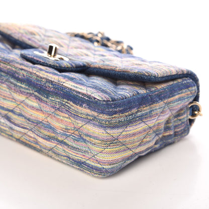 Chanel Striated Quilted Classics in Fabrics Mini Rectangular Flap Blue 6 of 10