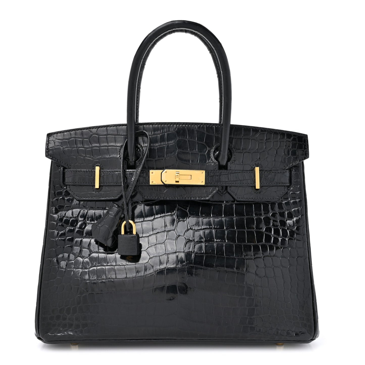 Shiny Porosus Crocodile Birkin 30 Black