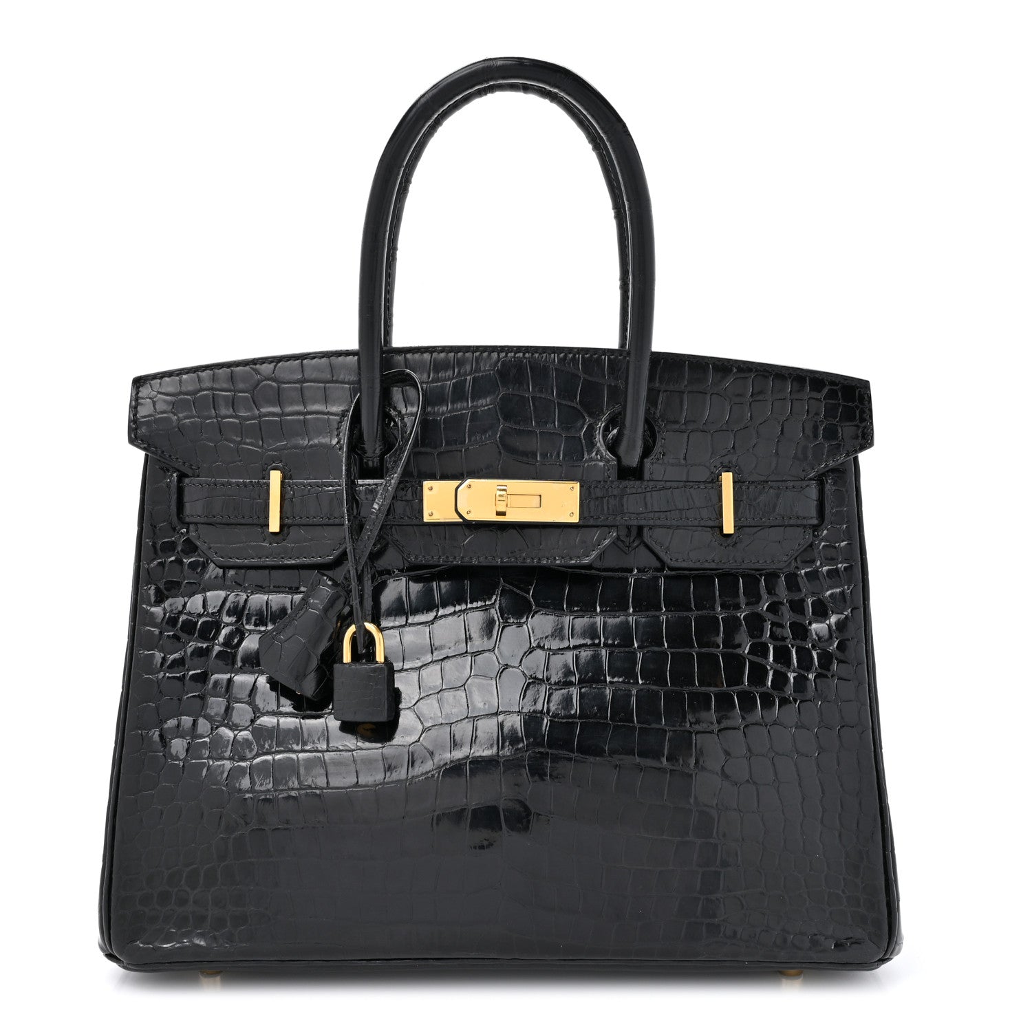 Hermes Shiny Porosus Crocodile Birkin 30 Black 1 of 15