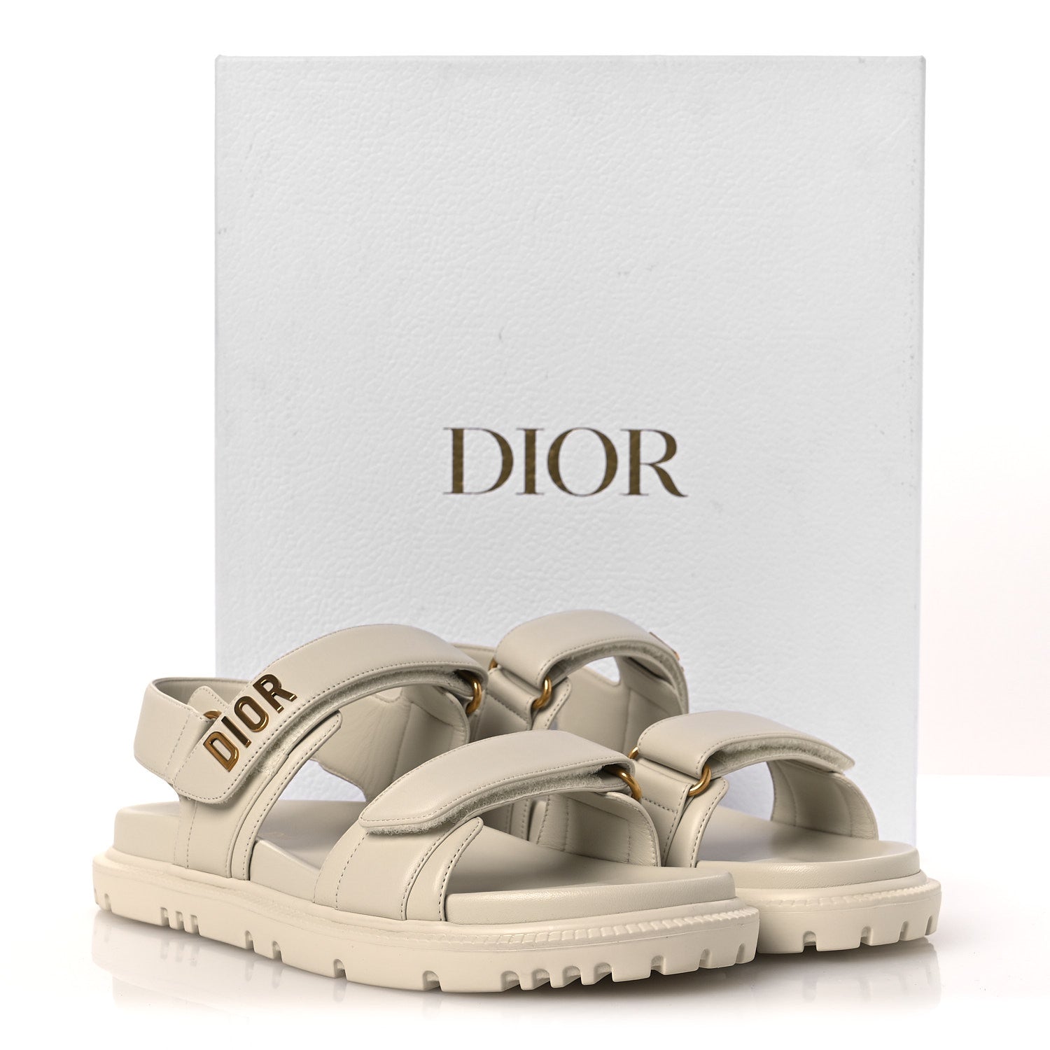 Christian Dior Lambskin Dioract 10mm Slide Sandals 39.5 Off White 11 of 11