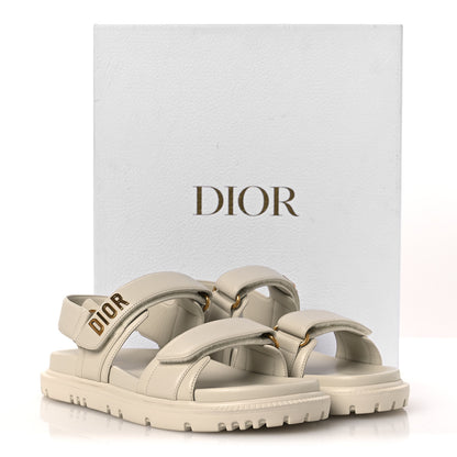 Christian Dior Lambskin Dioract 10mm Slide Sandals 39.5 Off White 11 of 11