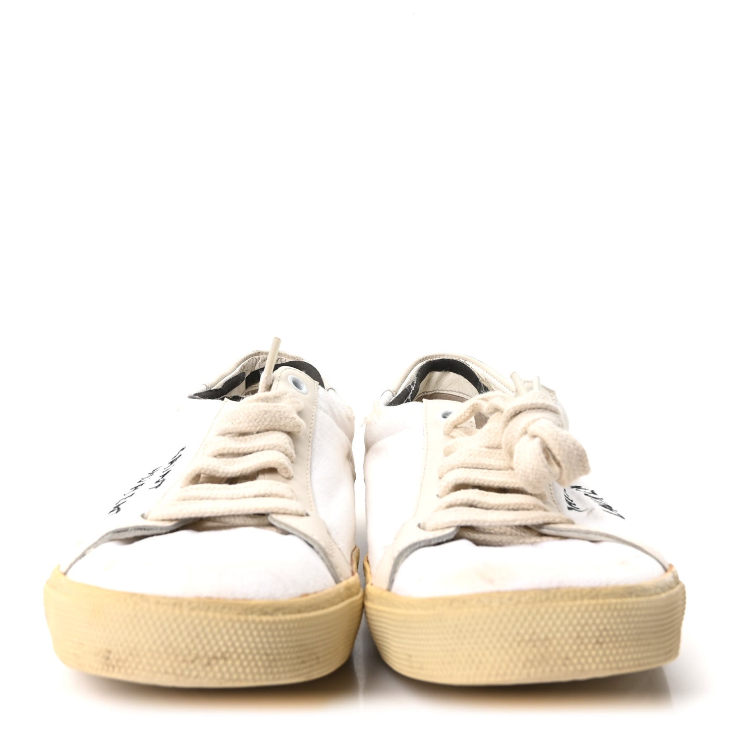 Distressed Canvas Court Classic Sneakers 39 Panna