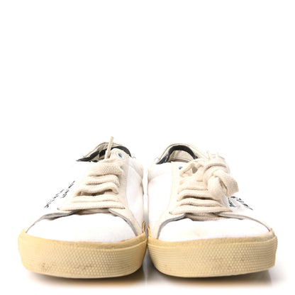 Saint Laurent Distressed Canvas Court Classic Sneakers 39 Panna 3 of 9