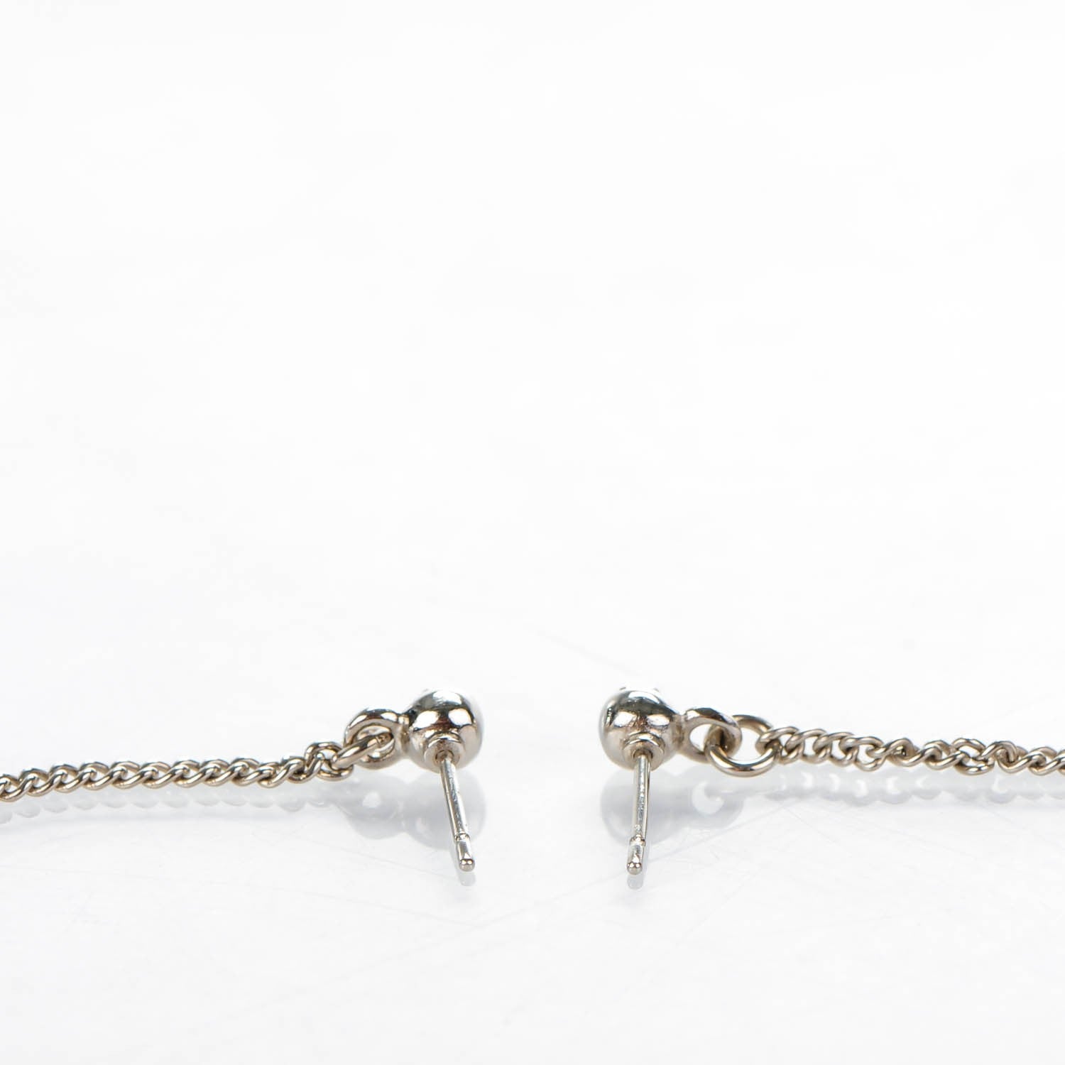 Chanel Baguette Crystal CC Drop Earrings Silver 3 of 4