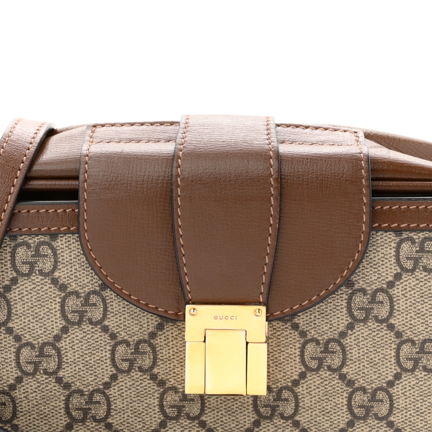Gucci GG Supreme Monogram Mini Clasp Bag Beige Brown 1867661