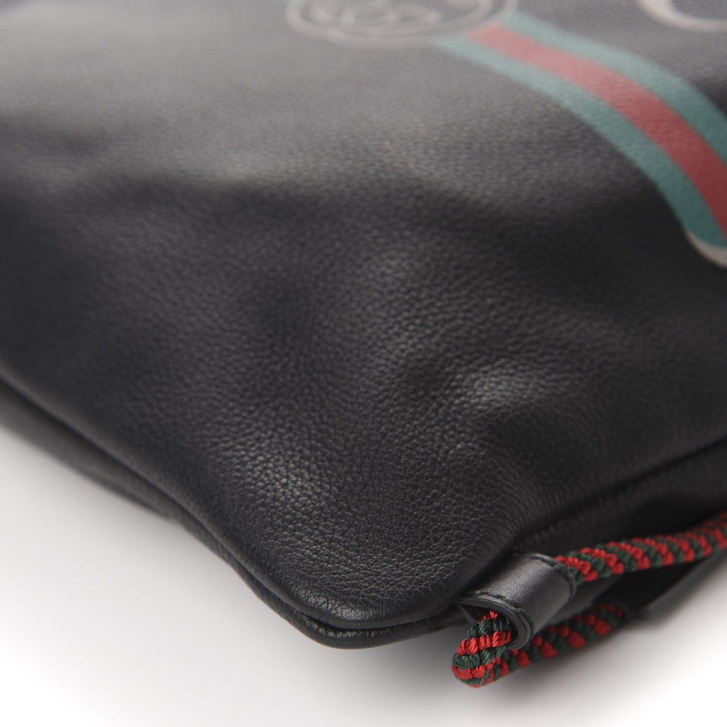 Calfskin Logo Drawstring Backpack Black