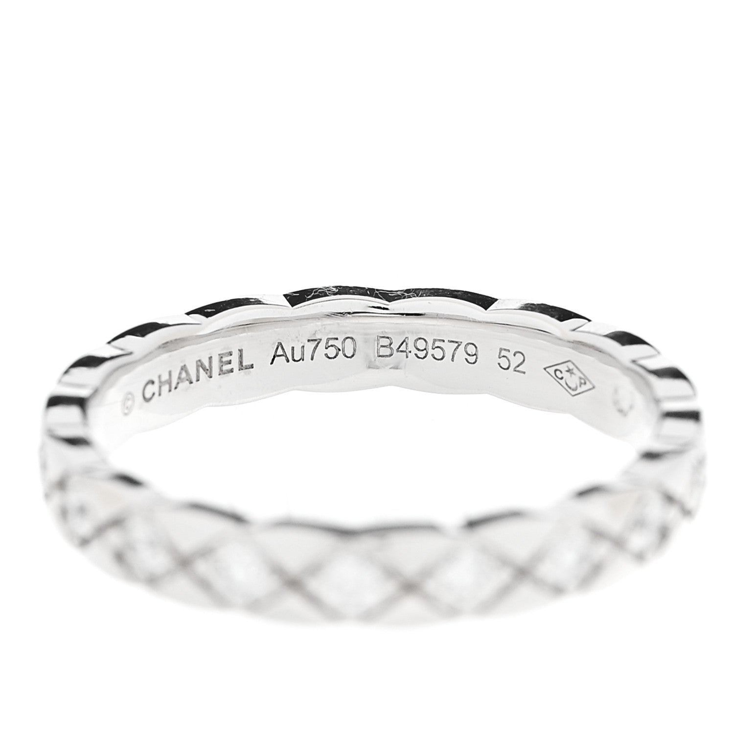 Chanel 18K White Gold Diamond Mini Coco Crush Ring 52 6 4 of 5
