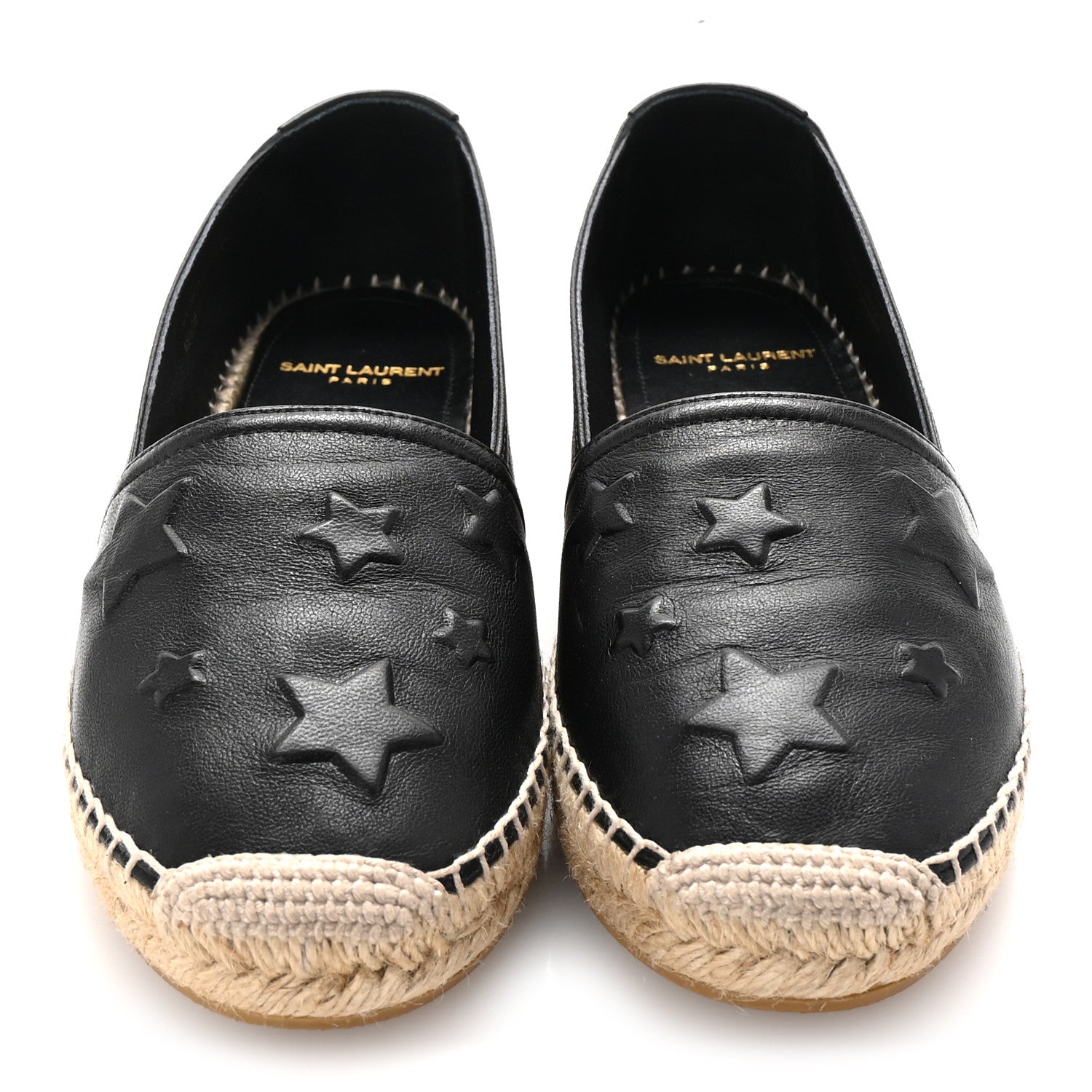Saint Laurent Nappa Embossed Stars Espadrilles 35.5 Black 3 of 11