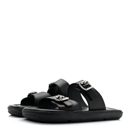 Prada Natural Calfskin Double Buckle 20mm Sandals 39 Black 3 of 9