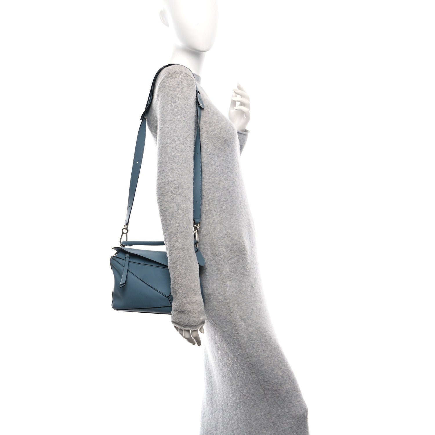 Loewe Calfskin Small Puzzle Bag Stone Blue 2 of 11