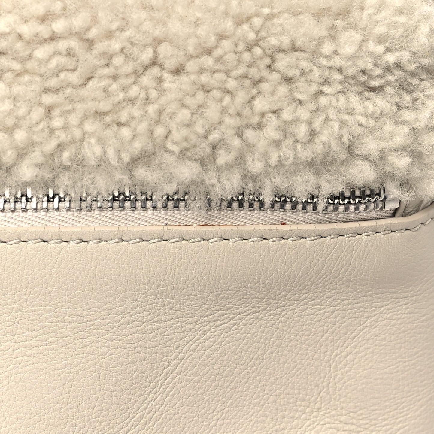 Lambskin Shearling Extra Pocket Shoulder Pouch Ivory