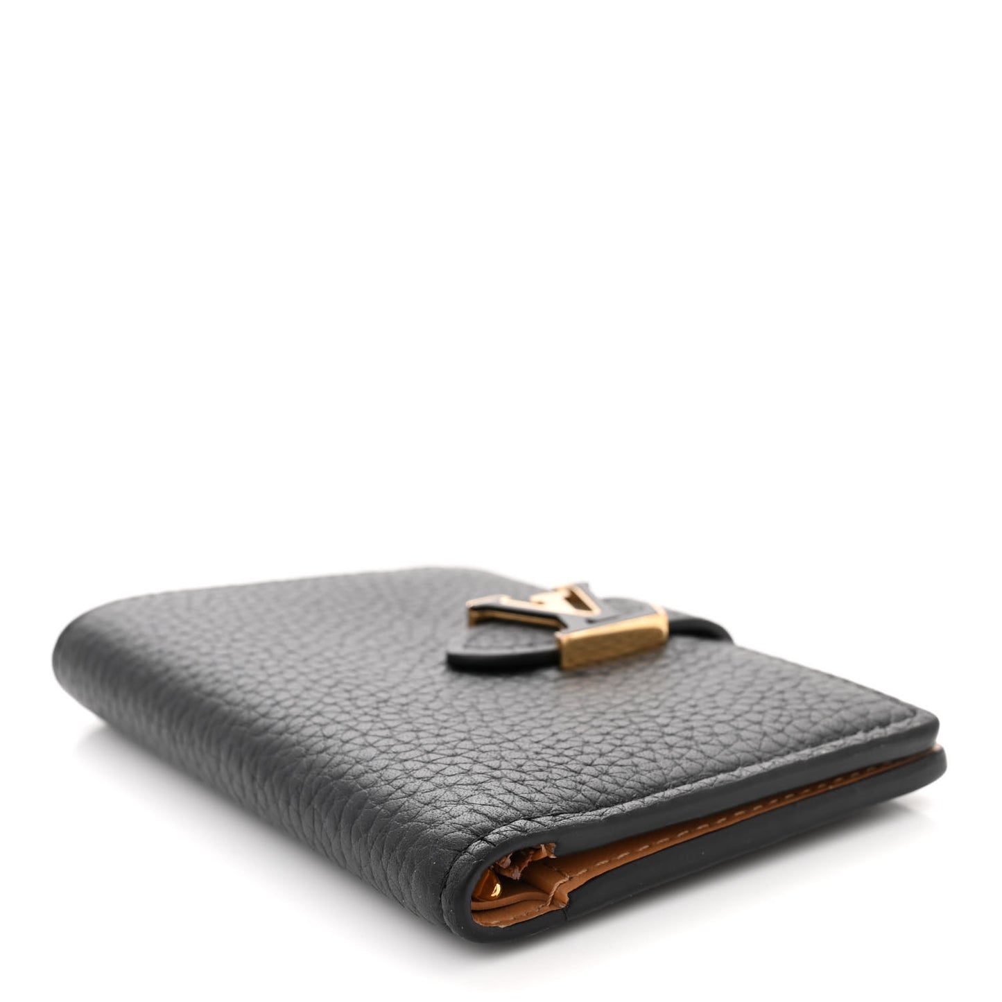 LOUIS VUITTON Taurillon Capucines Vertical Compact Wallet Black