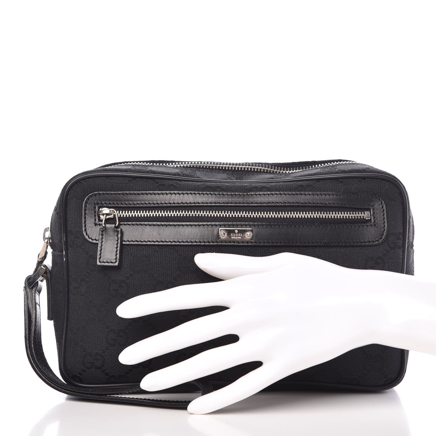 Gucci Monogram Wristlet Clutch Black 2 of 12