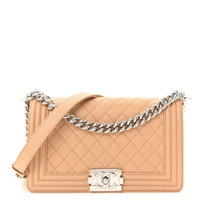 Chanel Caviar Quilted Medium Boy Flap Beige 1 of 10