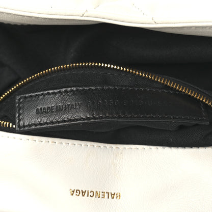 Balenciaga Nappa Calfskin Quilted Touch B Puffy Clutch White 7 of 8