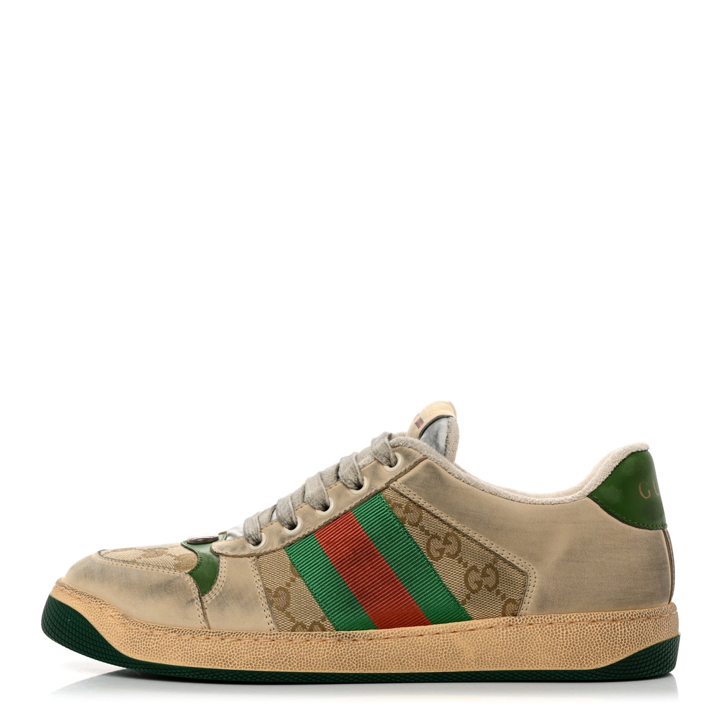 GG Monogram Nubuck Web Mens Screener Sneakers New Sand Dusty 7 Milk Vintage Green