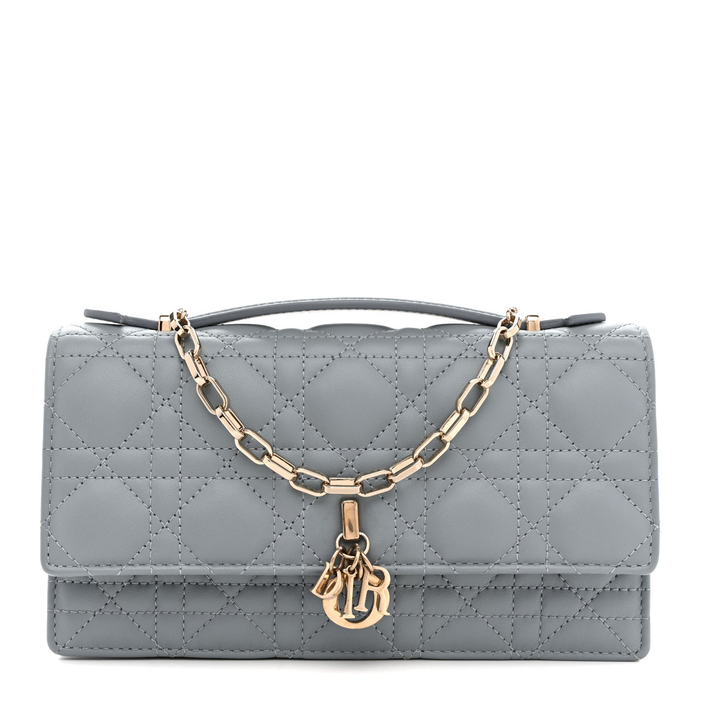 Lambskin Cannage Mini My Dior Top Handle Clutch Cloud Blue