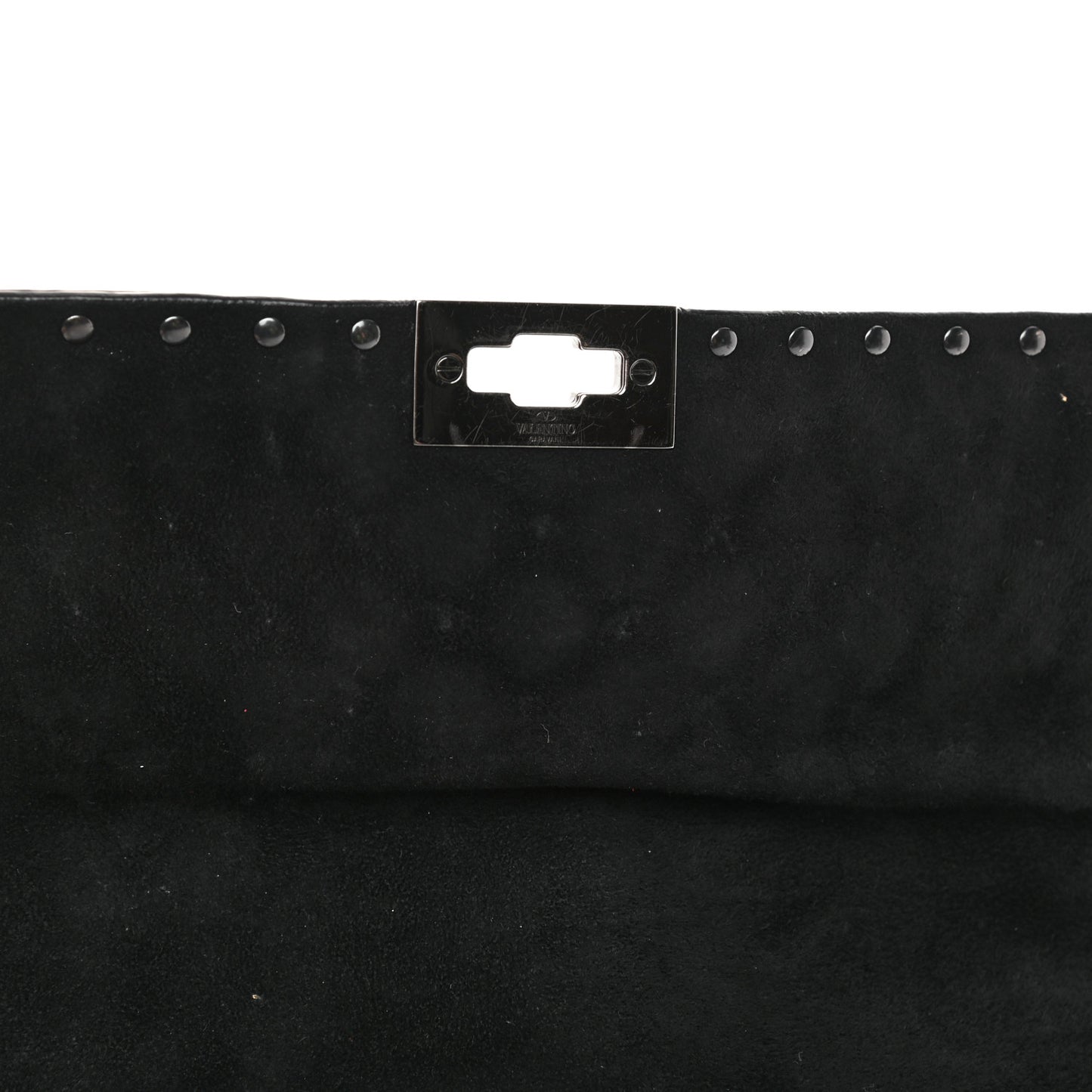 Craquele Nappa Large Rockstud Spike Shoulder Bag Black