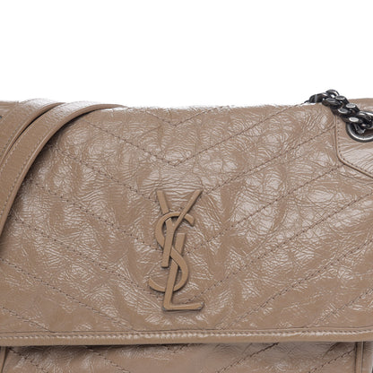Saint Laurent Crinkled Calfskin Matelasse Monogram Medium Niki Chain Satchel Light Taupe 9 of 9
