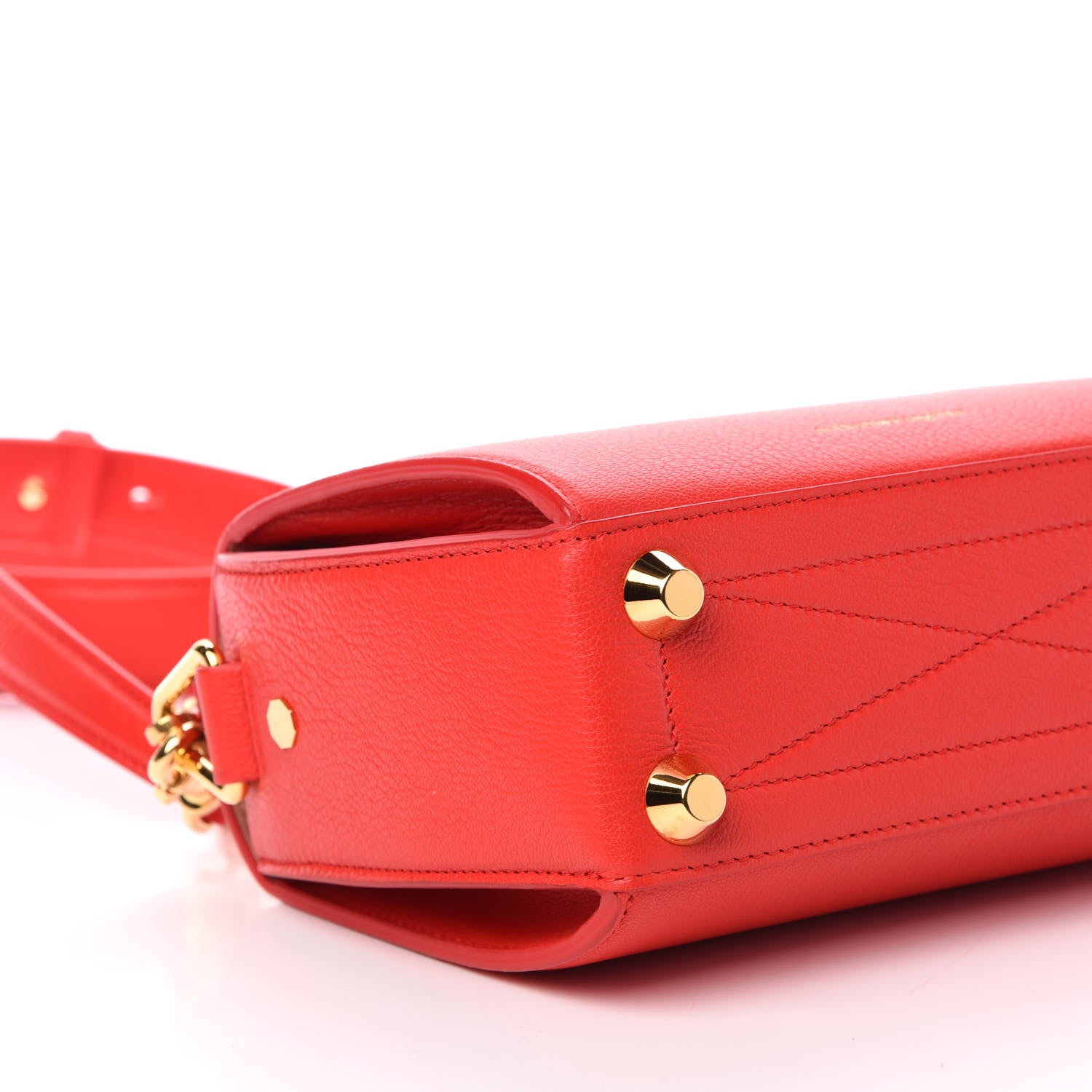 Alexander McQueen Silky Amish Grain Calfskin Box Shoulder Bag 19 Red 8 of 10