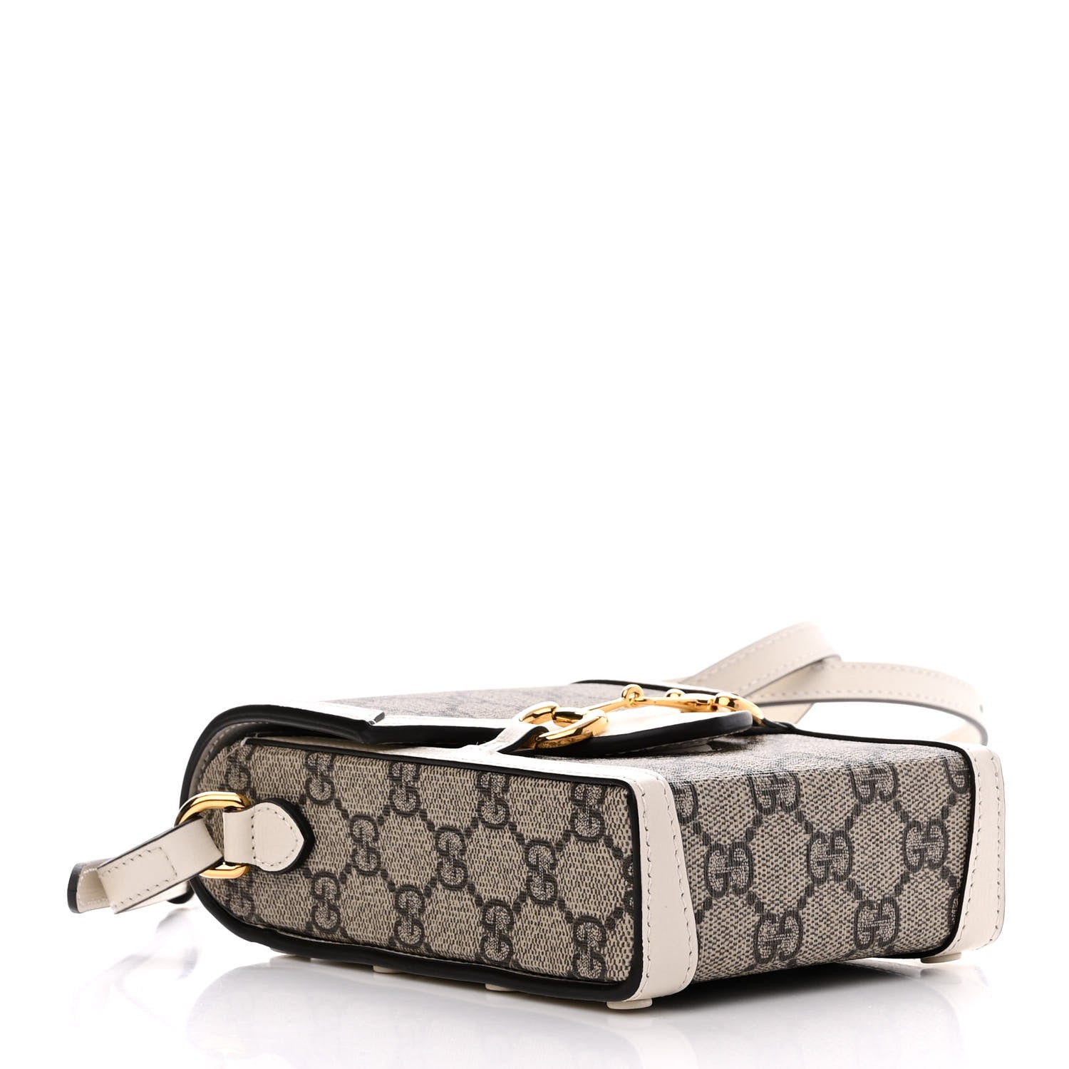 Gucci GG Supreme Monogram Azalea Calfskin Mini Horsebit 1955 Crossbody Bag Beige Ebony Mystic White 4 of 11