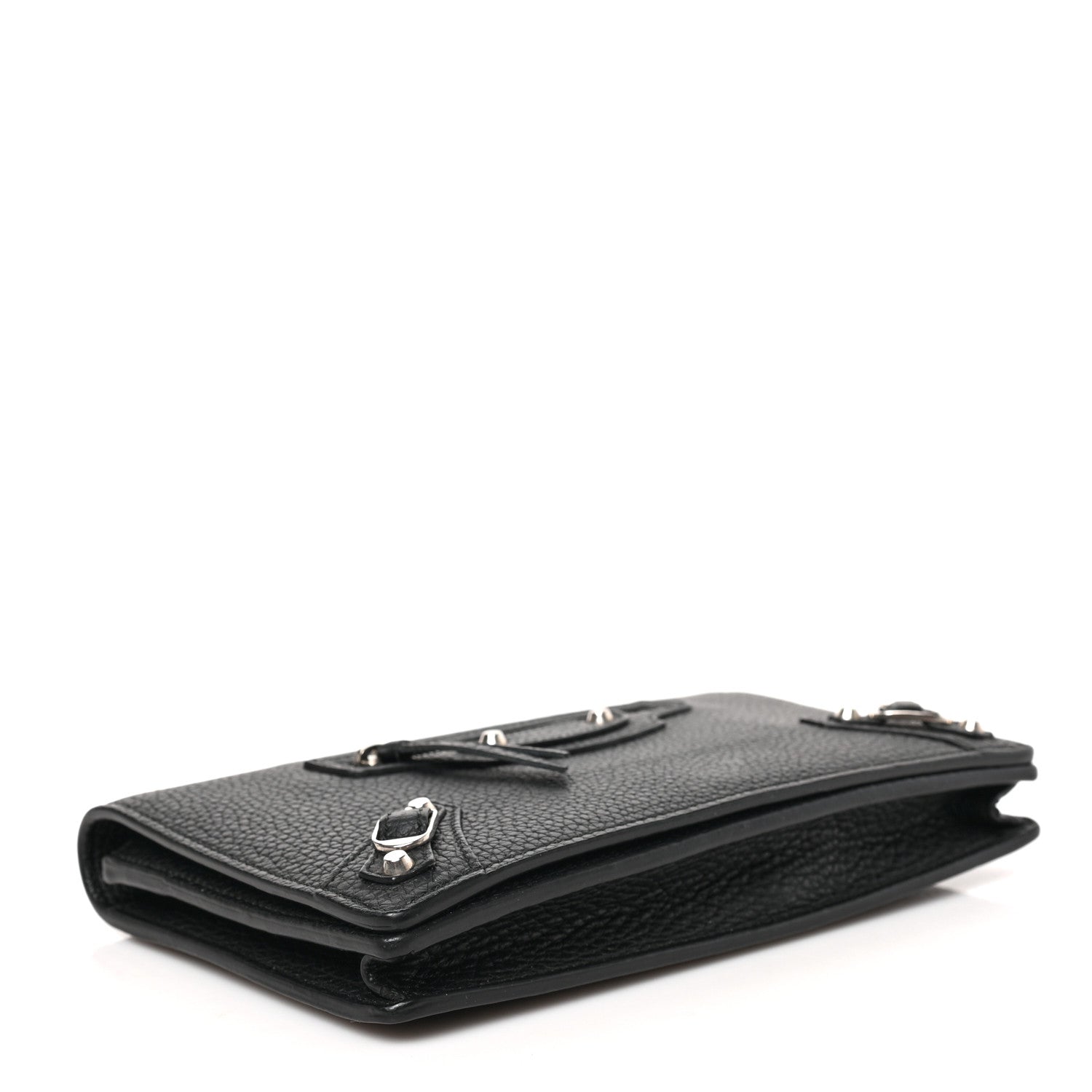 Balenciaga Grained Calfskin Classic Silver Hardware Wallet on Chain Black 4 of 8