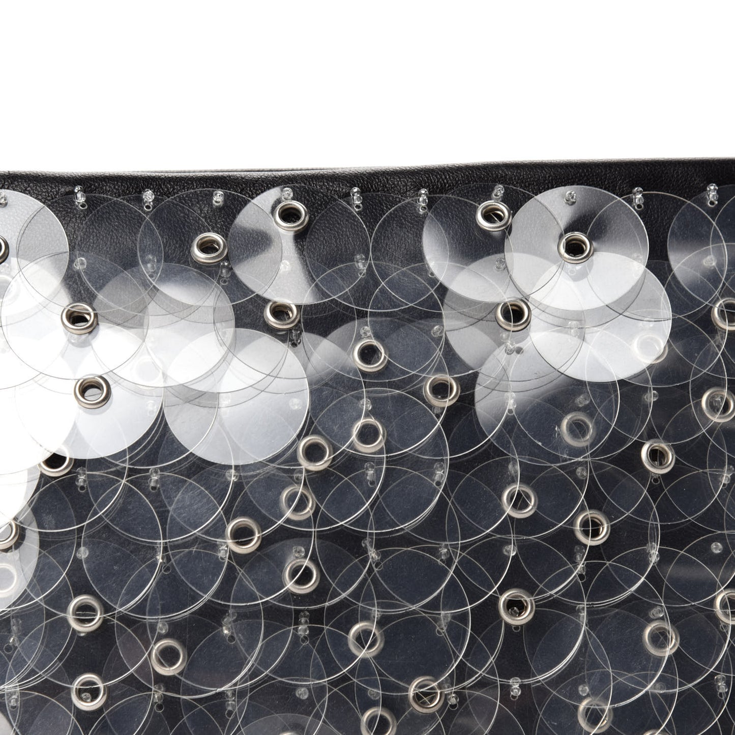 Calfskin Chained Sequin Crossbody Black Transparent