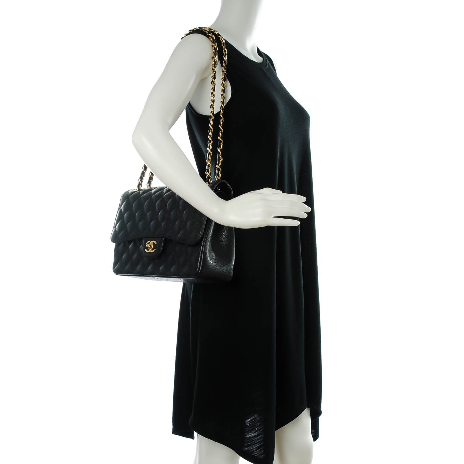 Chanel Caviar Quilted Jumbo Double Flap Black 2 of 8