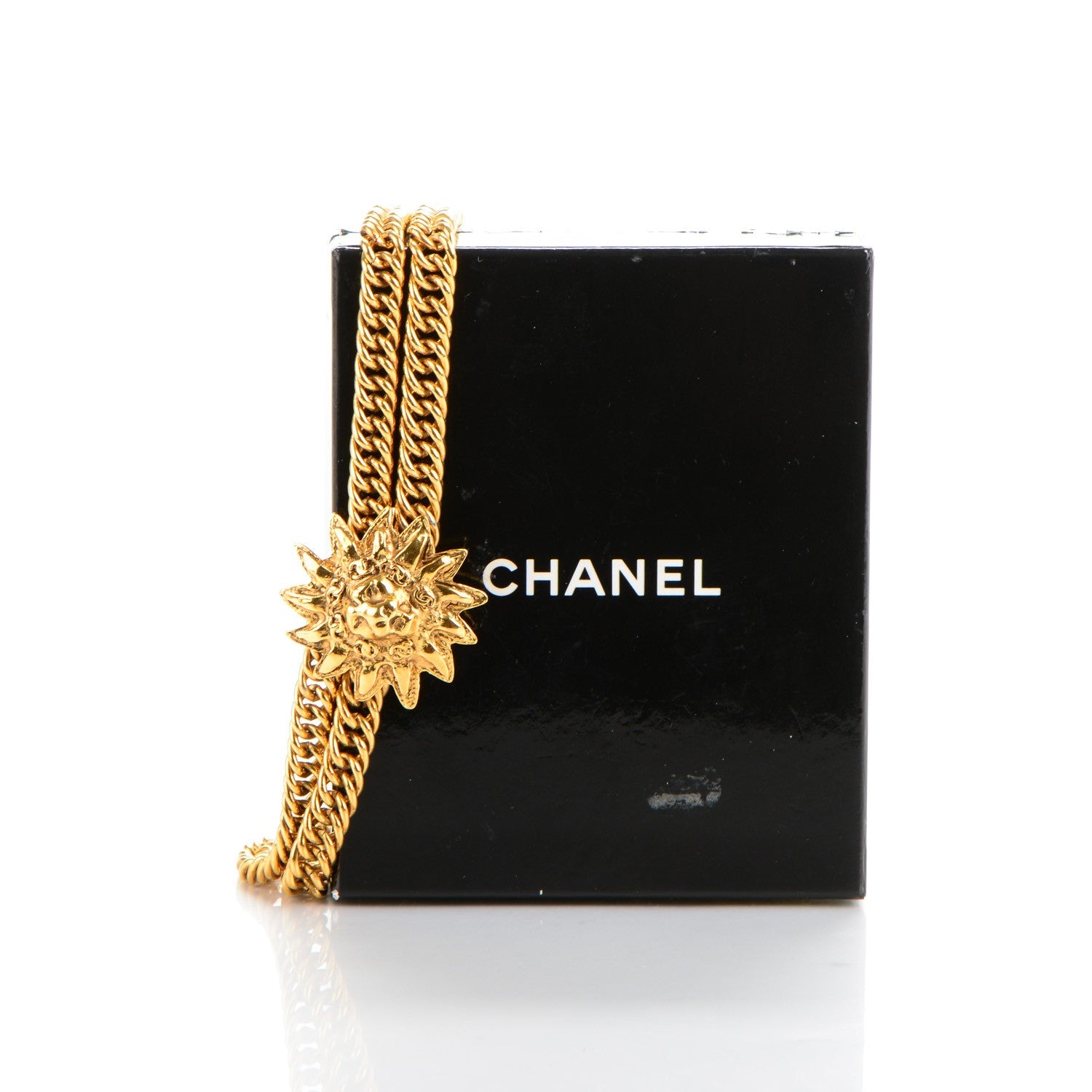 Chanel Multi Strand Chain Leo Lion Sun Medallion Necklace Gold 5 of 5
