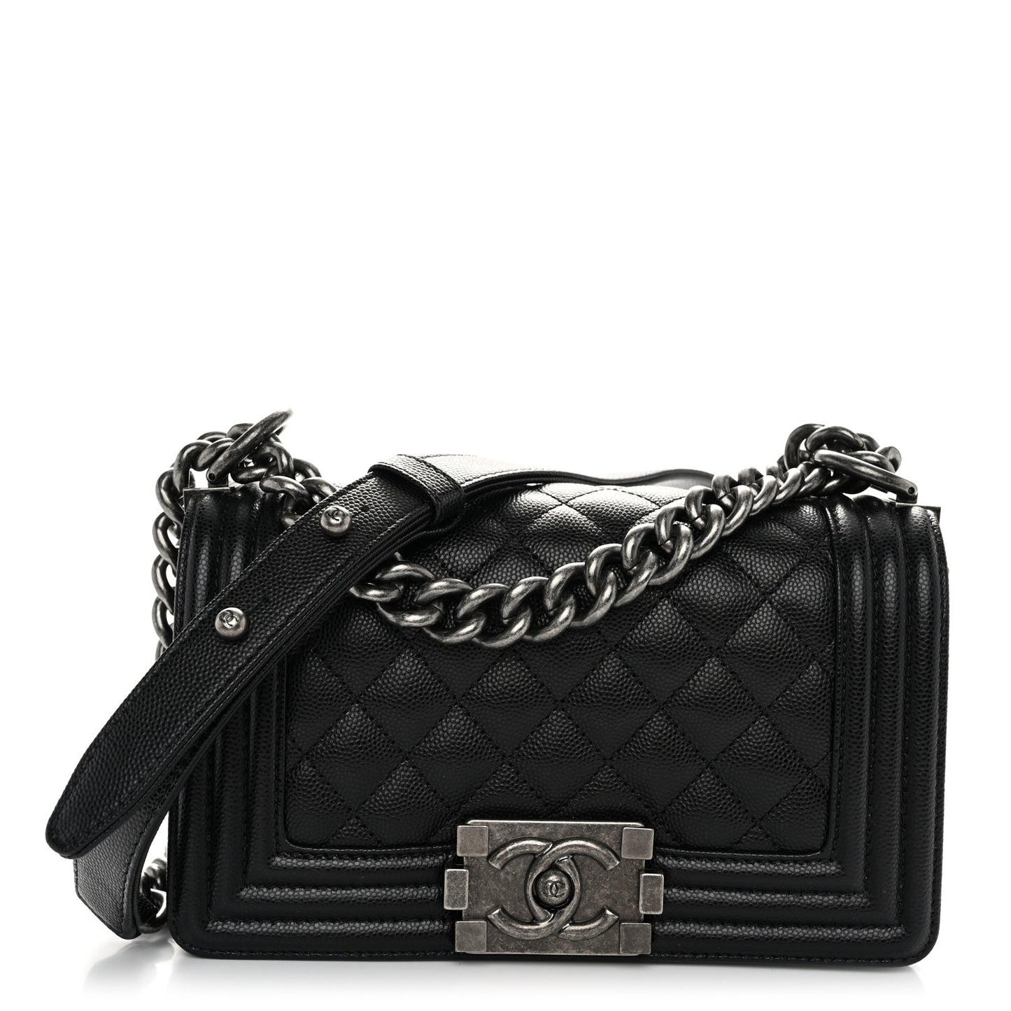 Caviar Quilted Small Boy Flap Black