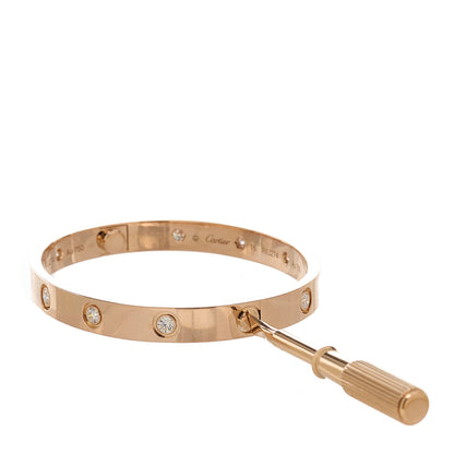 Cartier 18K Pink Gold 10 Diamond LOVE Bracelet 16 8 of 9