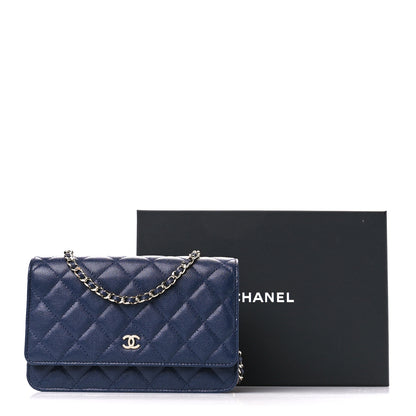 Chanel Caviar Quilted Wallet on Chain WOC Navy Blue 12 of 12