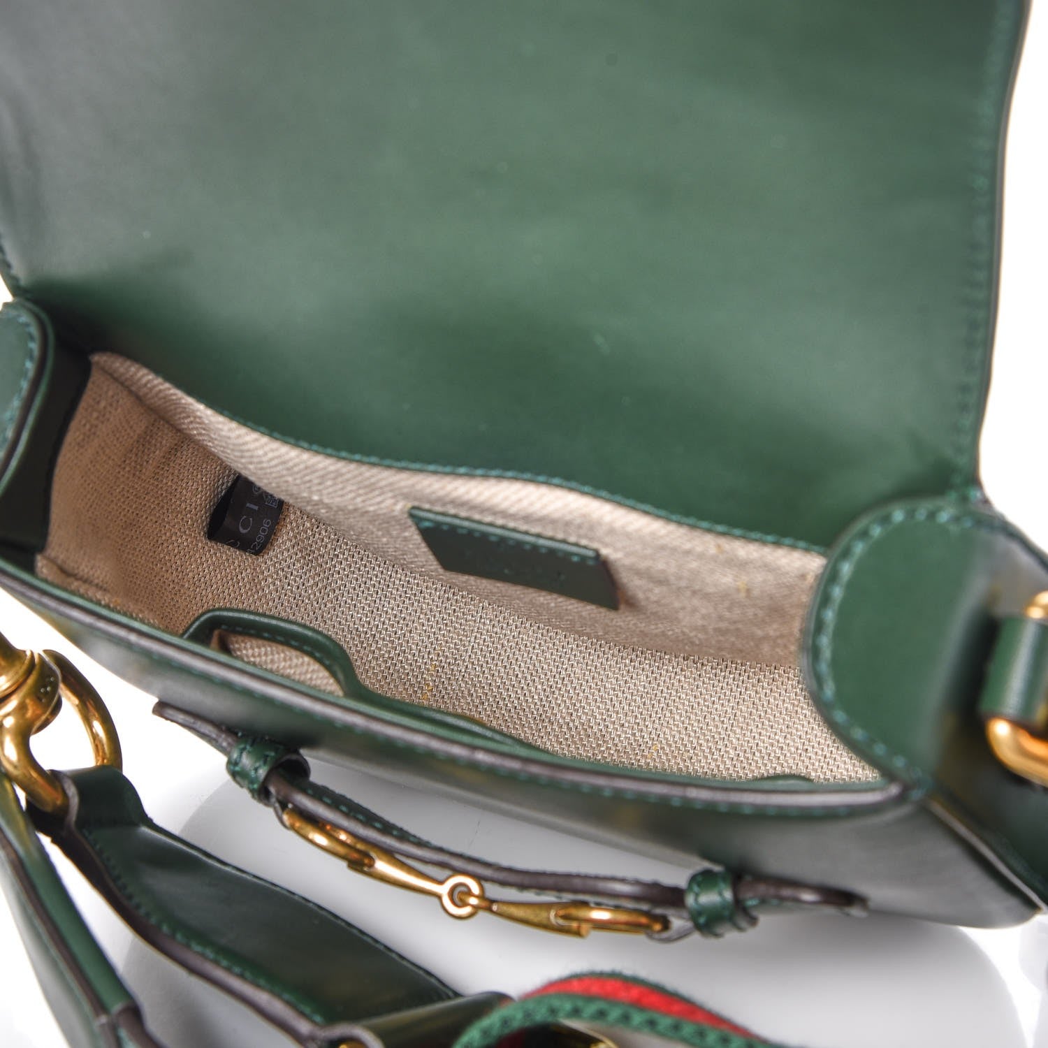 Gucci Calfskin Small Lady Web Shoulder Bag Green 6 of 8