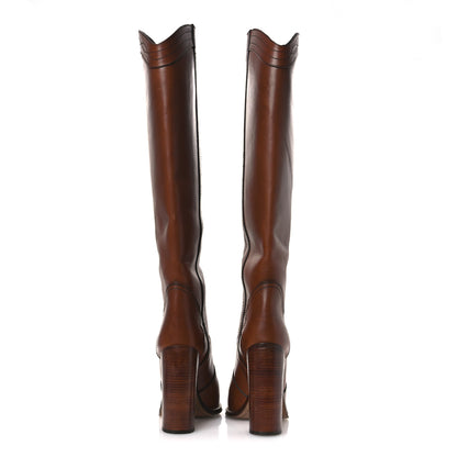 Saint Laurent Kate 105 Western Knee High Boots 40 New Papaya 6 of 14