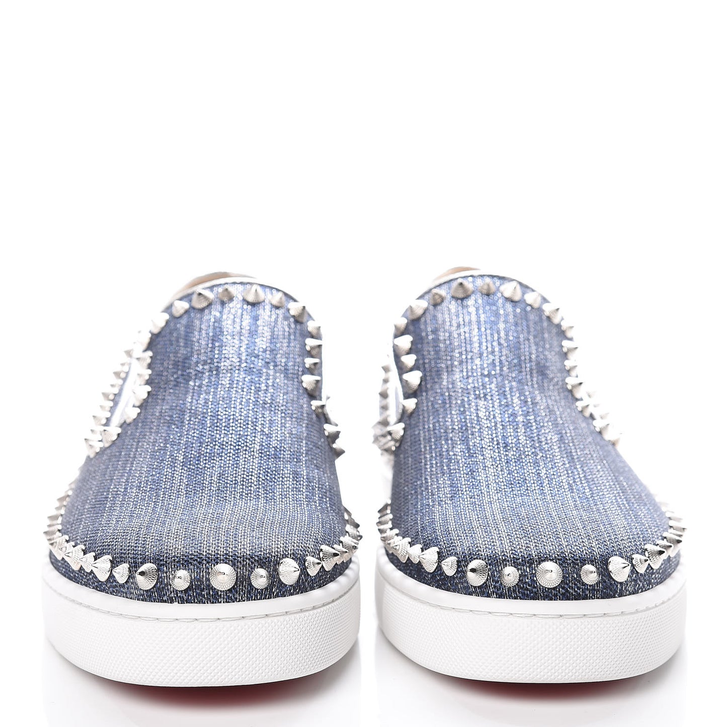 Lame Lux Mens Spikes Pik Boat Flat 43 Denim Silver