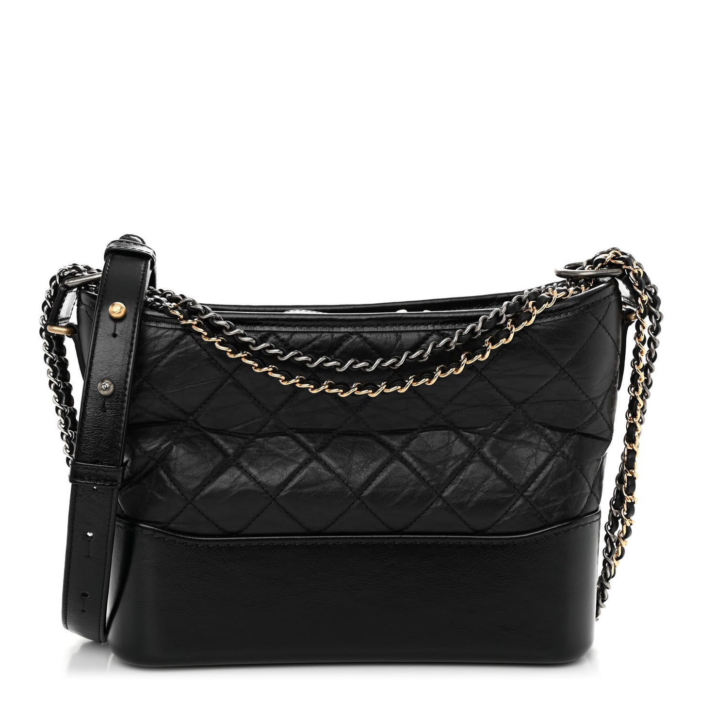 Aged Calfskin Quilted New Medium Gabrielle Hobo Black