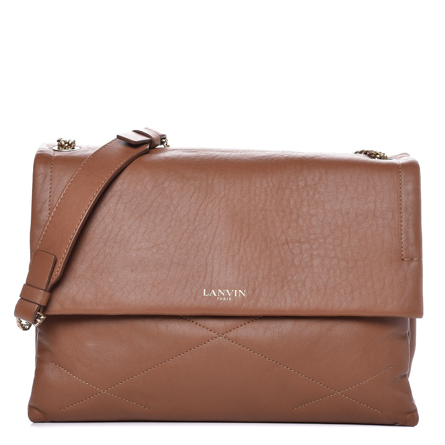 Lambskin Quilted Medium Sugar Flap Shoulder Bag Camel