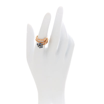 Gucci 18K Rose Gold Diamond Blue Sapphire Flora Wrap Ring 53 6.5 2 of 5
