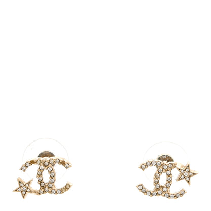 Chanel Crystal CC Starfall Earrings Gold 1 of 5