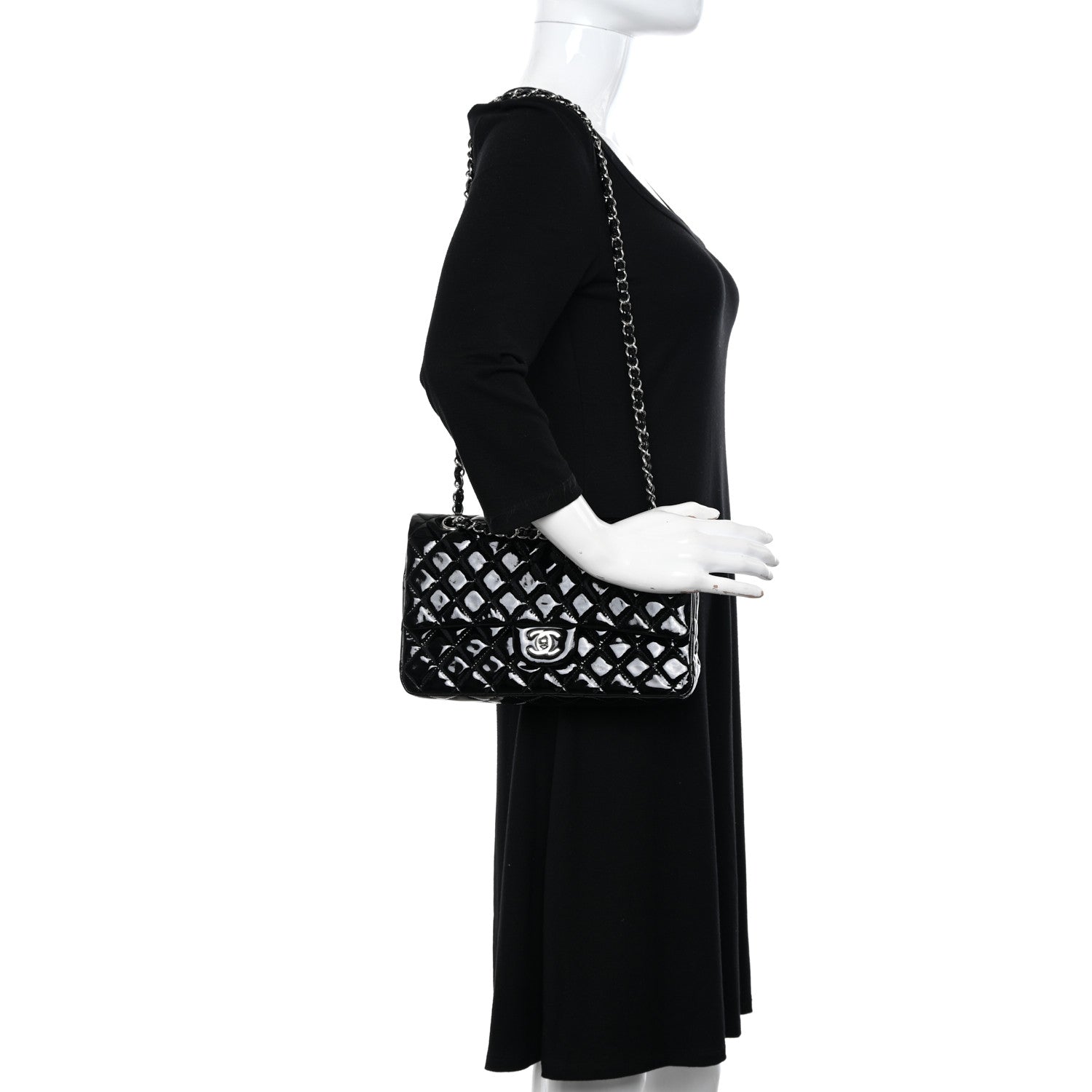 Chanel Patent Quilted Medium Double Flap Black 2 of 13
