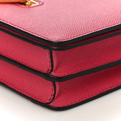 Prada Saffiano Bandoliera Flip Lock Chain Crossbody Bag Peonia 9 of 9