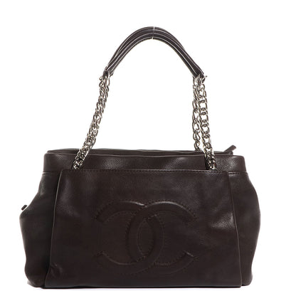 Chanel Caviar CC Tuck Medium Tote Brown 1 of 9