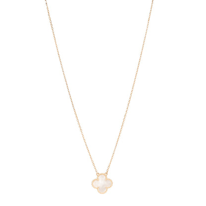 Van Cleef & Arpels 18K Yellow Gold Mother of Pearl Vintage Alhambra Pendant Necklace 1 of 6